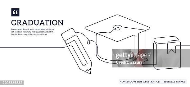 Graduation Continuous Line Illustration High-Res Vector Graphic - Getty ...