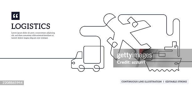 logistics continuous line illustration - location tracking stock illustrations