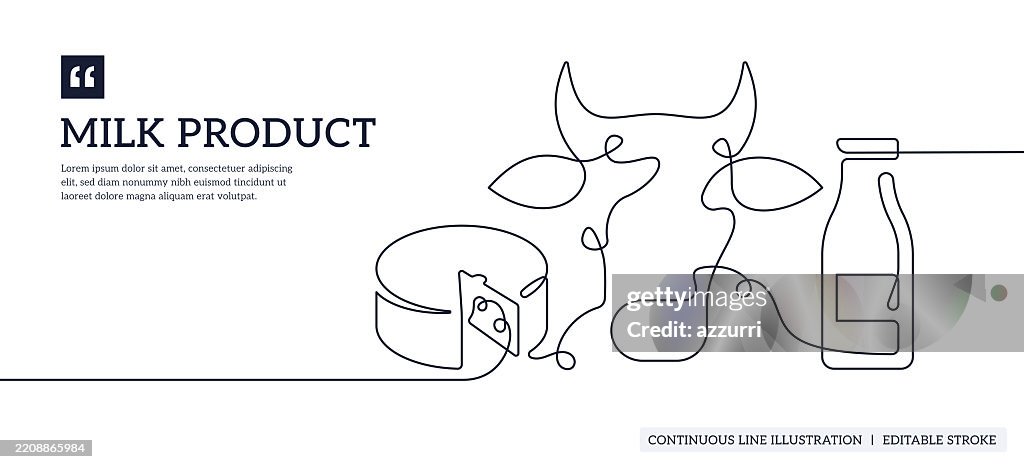 Milk Product Continuous Line Illustration