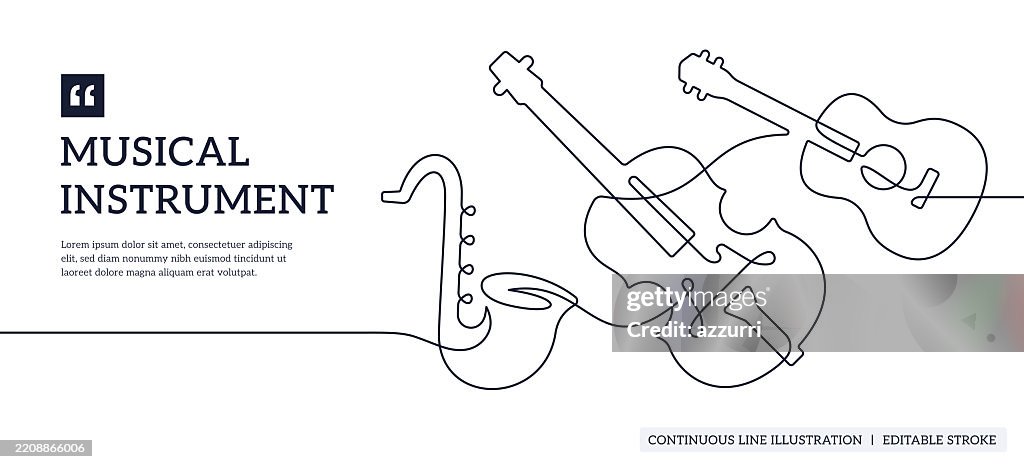 Musical Instrument Continuous Line Illustration High-Res Vector Graphic ...