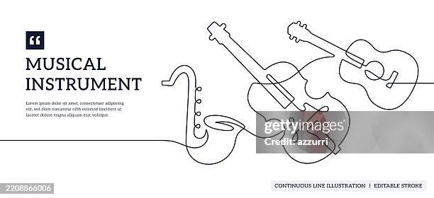 musical instrument continuous line illustration - string orchestra stock illustrations