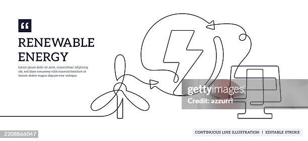 renewable energy continuous line illustration - renewable energy stock illustrations