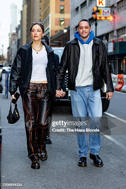 Elsie Hewitt and Pete Davidson are seen at Madison Square Garden on April 06, 2025 in New York City.