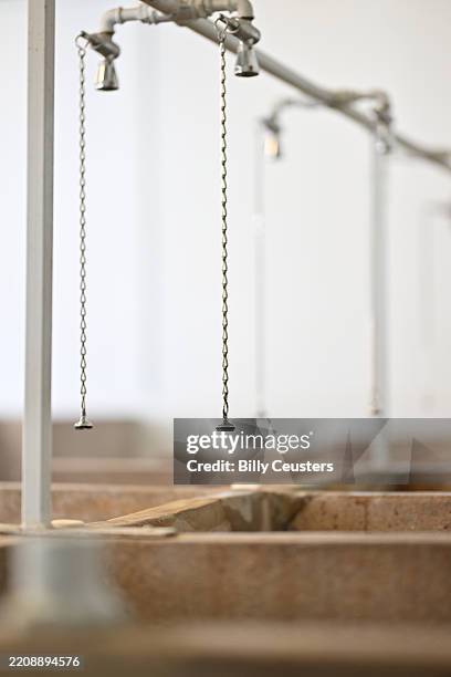 The iconic showers of the Roubaix velodrome captured during the recon of the 122nd Paris-Roubaix 2025 - Men's on April 10, 2025 in Roubaix, France.