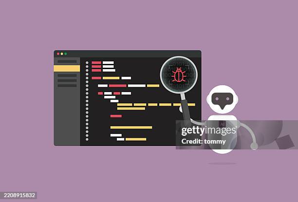 ai chatbot for computer bug detection - debugging stock illustrations