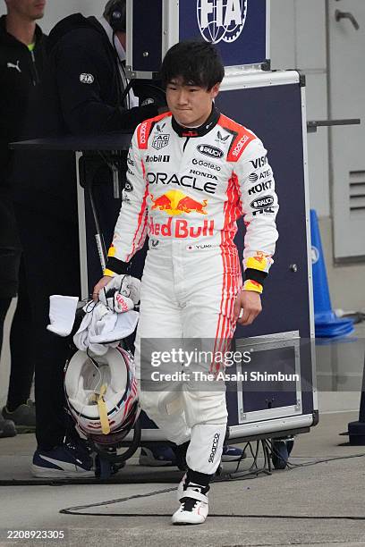 Oracle Red Bull Racing Japan Twelfth placed Yuki Tsunoda of Japan(Oracle Red Bull Racing) arrives ...