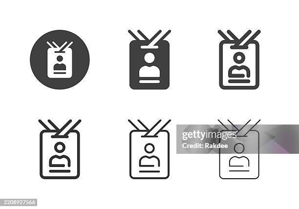 employee badge icons - multi series - entry card stock illustrations