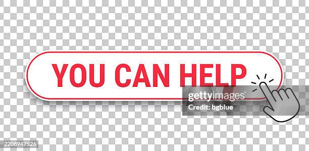 you can help - 3d click web button with hand cursor on blank background - hand pushing button stock illustrations