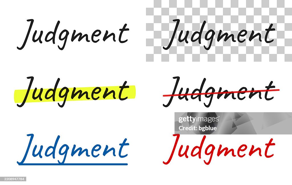Pre Judging Lettering Judgment Handwritten Text Highlighted Crossed Out Underlined On Blank ...