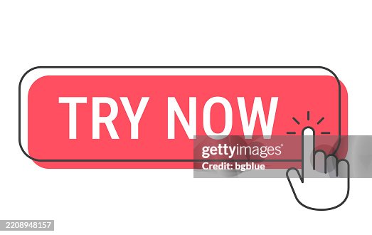 Try Now - Click button with hand cursor on white background Try Now - Click button with hand cursor on white background