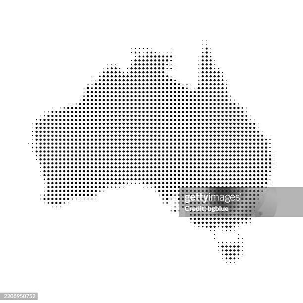 australia map of dots on white background - australia map vector stock illustrations