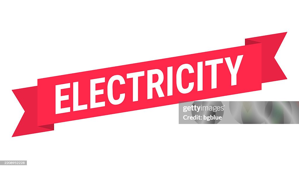 Electricity Ribbons Electricity Red Banner On White Background High-Res Vector Graphic ...