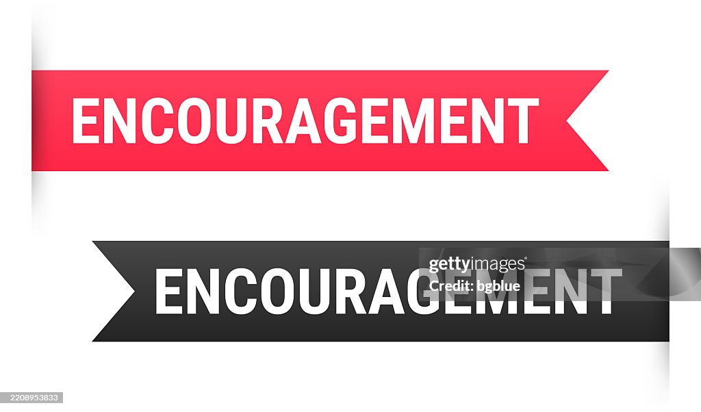 Encouraged Labels Encouragement Banner Bookmark Ribbon Label On White Background High-Res ...