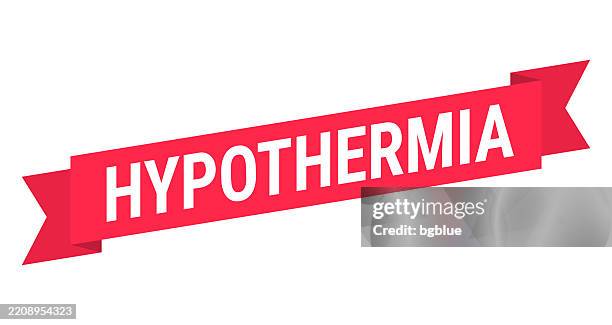 hypothermia - red banner on white background - hypothermia stock illustrations