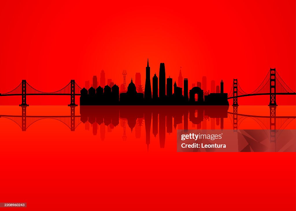 San Francisco Skyline Silhouette (All Buildings are Complete and Moveable)
