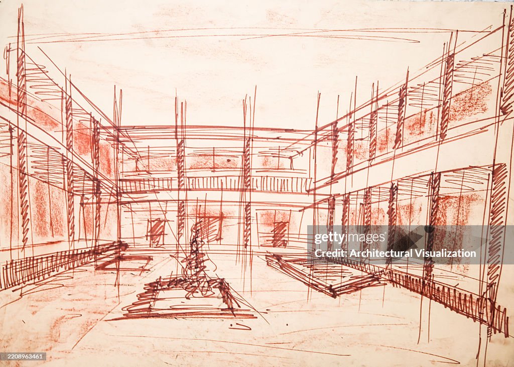 Problem Solving Patio Design Architect Handmade Perspective Sketch Showing Design Thinking Process ...