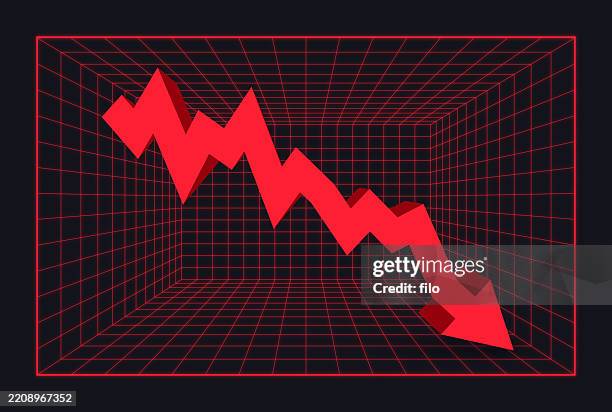 stock commodity crypto arrow moving down abstract grid background - red arrows stock illustrations