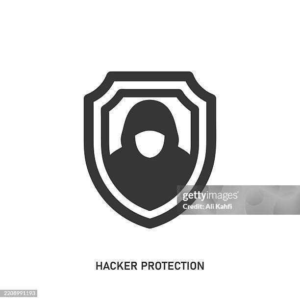 hacker protection glyph solid icon. solid icon that can be applied anywhere, simple, pixel perfect and modern style. - ransomware attack stock illustrations