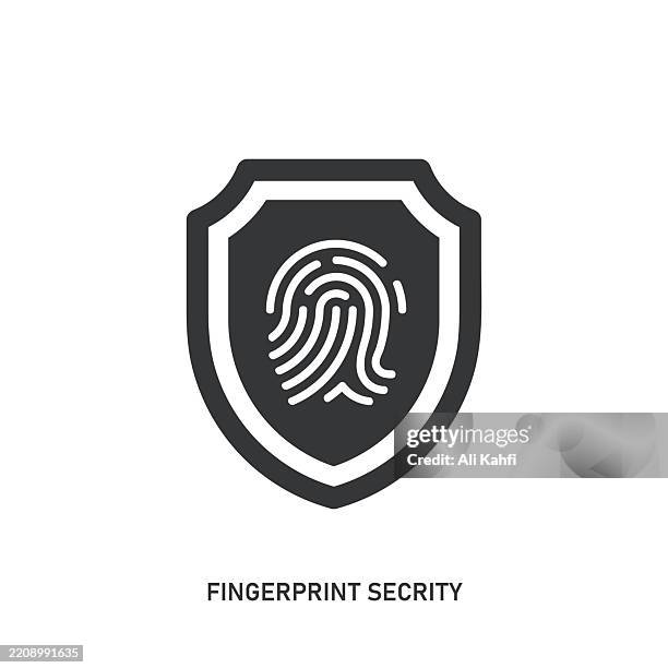fingerprint security glyph solid icon. solid icon that can be applied anywhere, simple, pixel perfect and modern style. - fingerprint technology stock illustrations