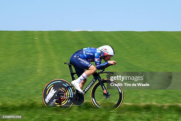 Ethan Hayter of Great Britain and Team Soudal Quick-Step competes during the 64th Itzulia Basque Country 2025, Stage 1 a 16.5km individual time trial...