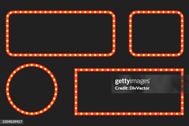 retro light bulb frame set - light bulb frame stock illustrations