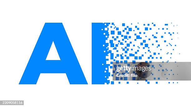 ai artificial intelligence digital data pixel technology design element - destruction stock illustrations