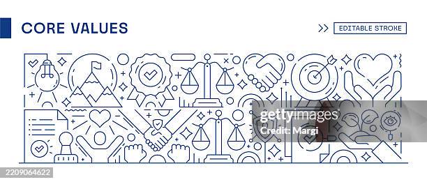 core values web banner template - responsible business stock illustrations