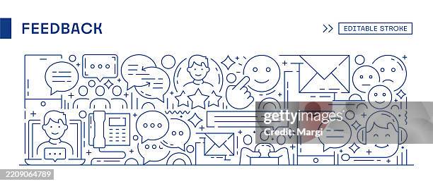 feedback web banner template - checking email stock illustrations