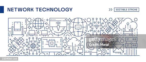 network technology web banner template - cloud computing icon stock illustrations