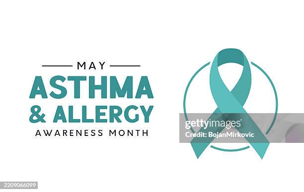 illustrazioni stock, clip art, cartoni animati e icone di tendenza di carta del mese di sensibilizzazione sull'asma e sulle allergie, poster, maggio. - allergia
