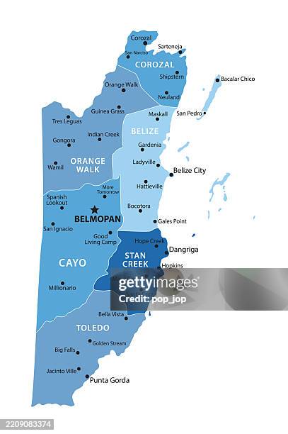 belize - vector map. blue tone colored map of belize - school administrator stock illustrations