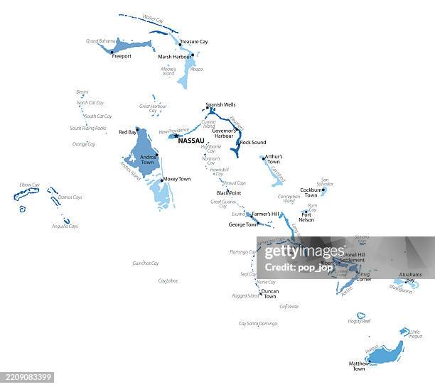 bahamas - vector map. blue tone colored map of bahamas - school administrator stock illustrations