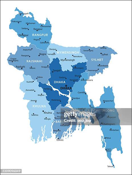bangladesh - vector map. blue tone colored map of bangladesh - school administrator stock illustrations