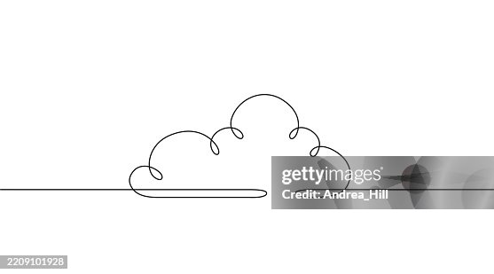 Cloud Continuous Line Drawing with Editable Stroke and Copy Space Banner Cloud Continuous Line Drawing with Editable Stroke and Copy Space Banner