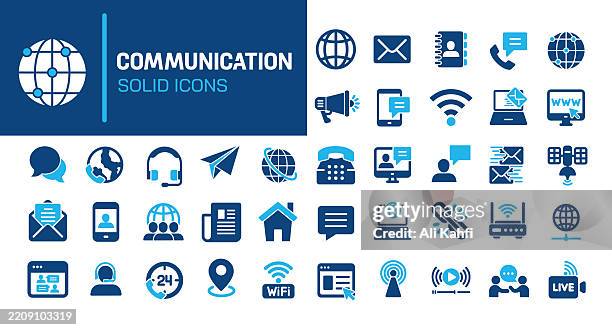 kommunikation glyphe feste symbole. enthält kontakt, nachricht, netzwerk und unterstützt die sammlung solider symbole. vektor-illustration. perfektes pixel auf sauberem weißem hintergrund - telefonieren büro stock-grafiken, -clipart, -cartoons und -symbole