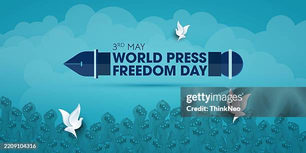 world press freedom day - may 3. - confident presenter stock illustrations