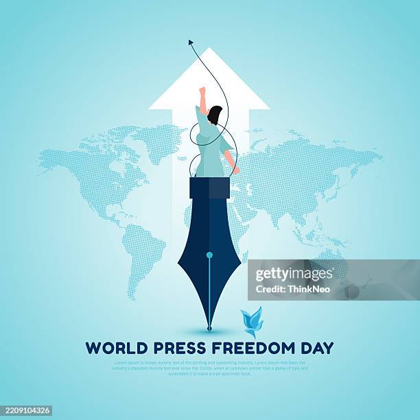 celebrate world press freedom day - informational poster design stock illustrations