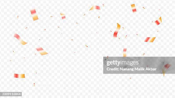 gold confetti falling with transparent background - confetti falling transparent stock illustrations