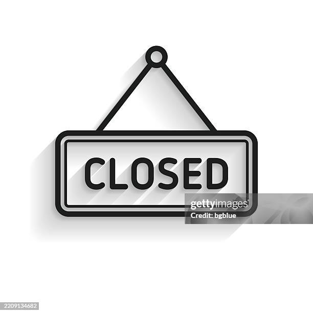 closed sign. line icon with long shadow on white background - keep out sign stock illustrations