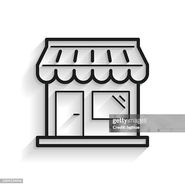 store. line icon with long shadow on white background - boutique owner stock illustrations