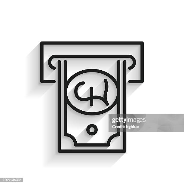 pound withdrawal. line icon with long shadow on white background - inserting stock illustrations