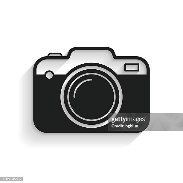 camera. icon with long shadow on white background - camera aperture stock illustrations