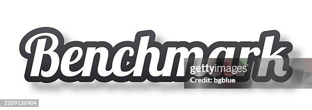 benchmark - 3d text with shadow on white background - yard stick stock illustrations