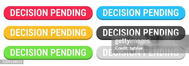 decision pending - colorful 3d click web buttons on blank background - hang up button stock illustrations