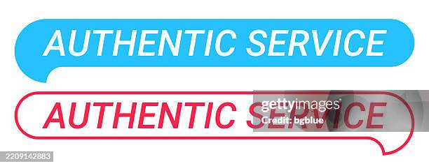 Authentic Service Blue And Red Speech Bubble On White Background High ...