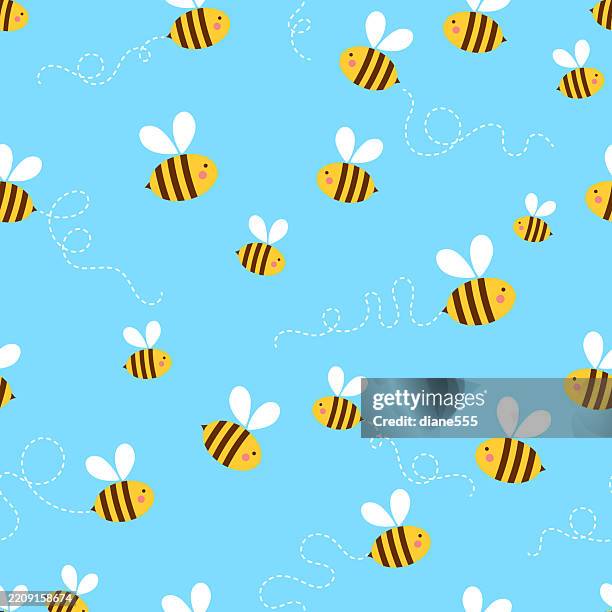 bumblebee seamless background pattern - bumblebee stock illustrations