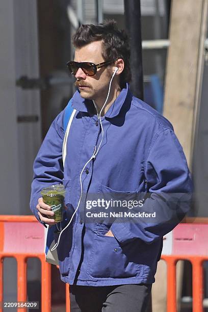 Harry Styles in Mayfair on April 02, 2025 in London, England.