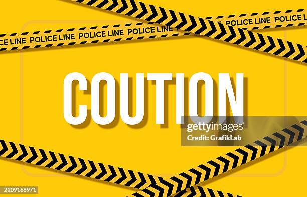 danger alert sign with caution tape and warning message - construction work zone stock illustrations