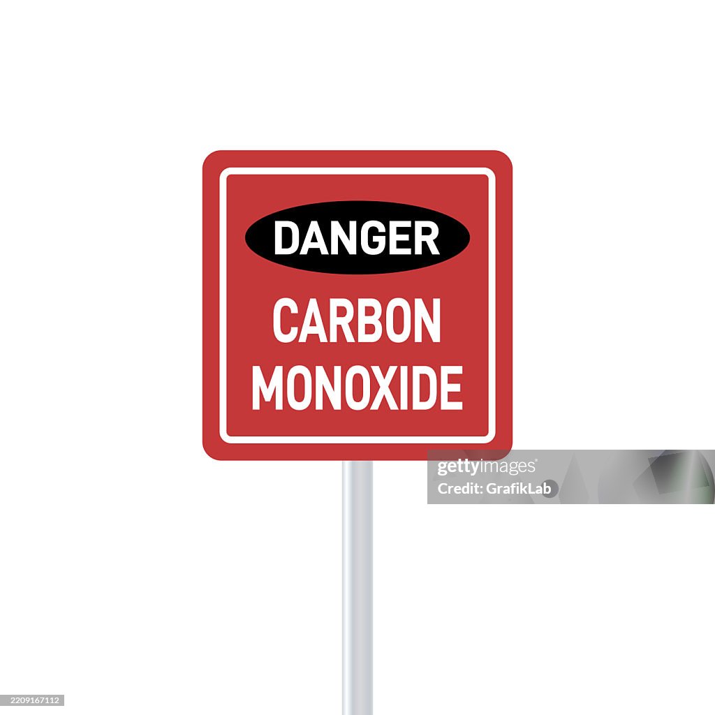 Red Danger Sign Warning Carbon Monoxide Hazards Bold White Text