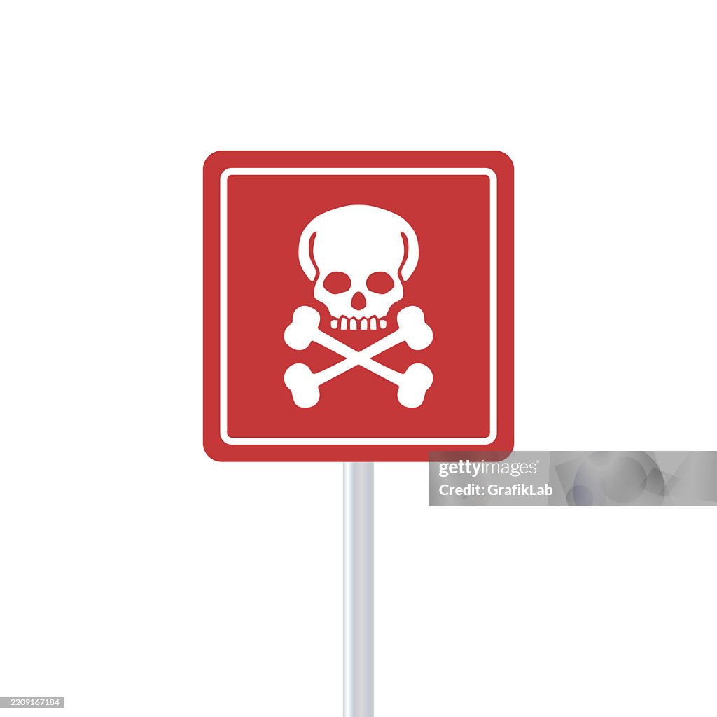 Red Warning Sign Skull Crossbones Icon Hazard Indication
